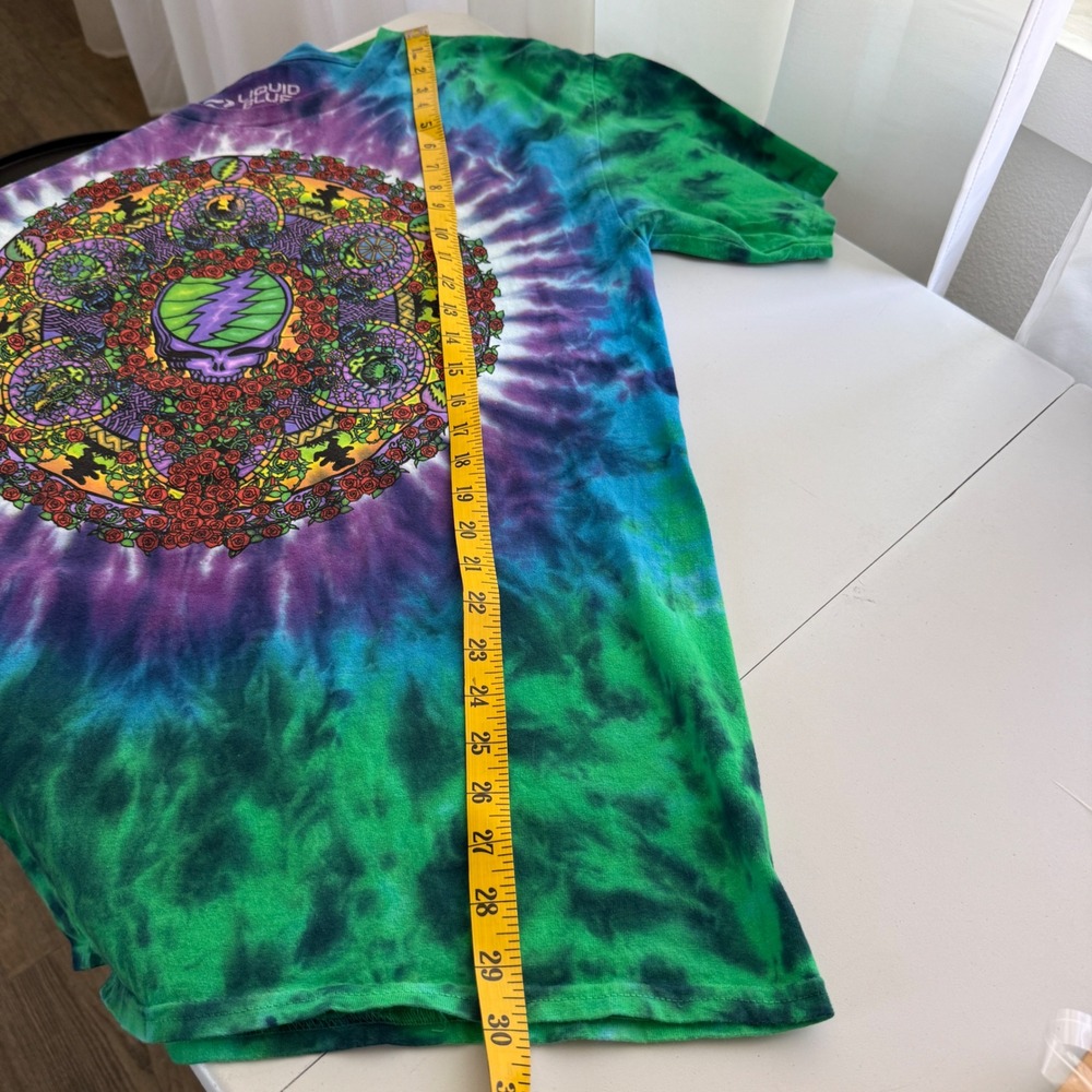 Y2K Liquid Blue Grateful Dead Tie Dye Bears TShirt Large Mandala Skull Roses VTG - Picture 7 of 9